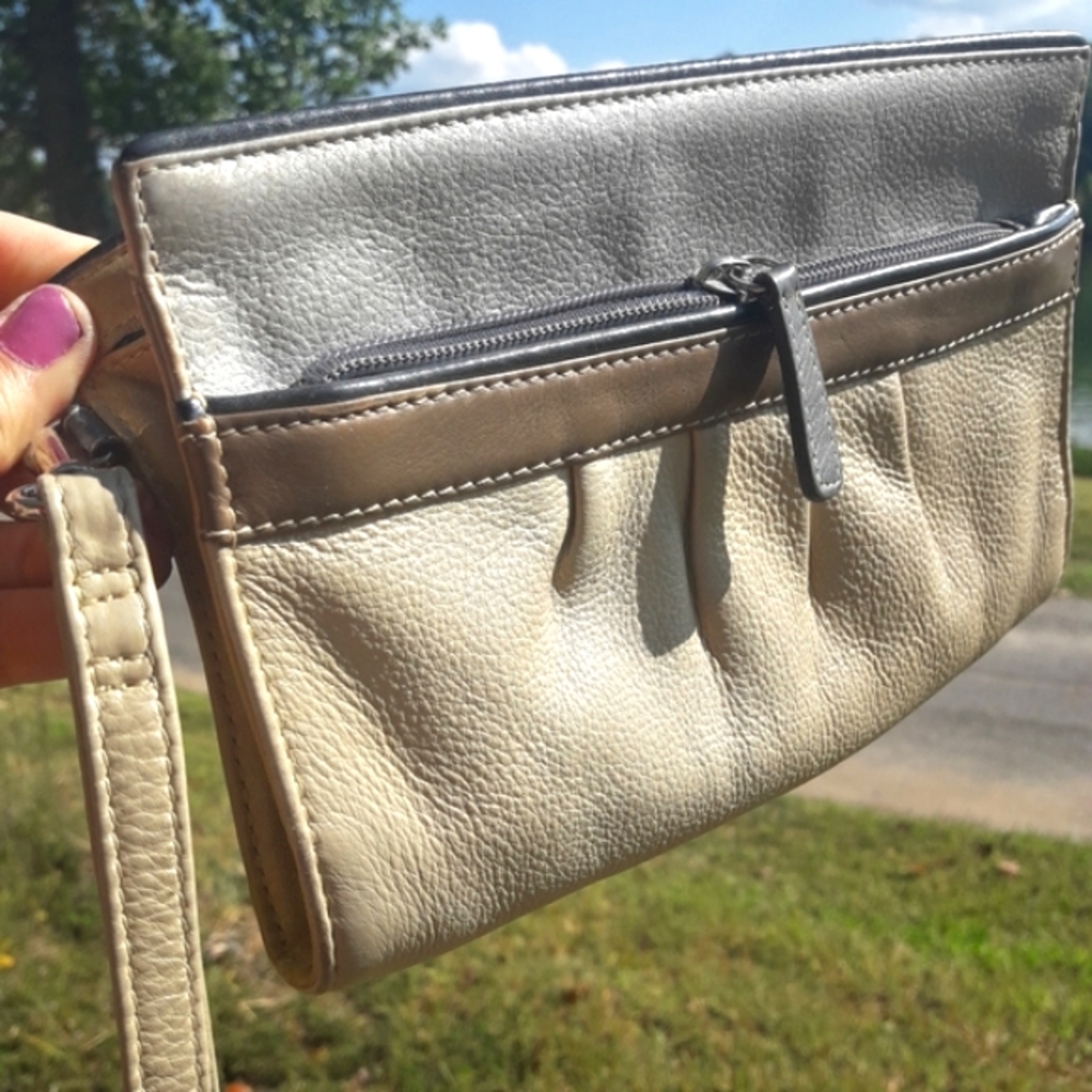 Genuine Leather Purse Vintage Wristlet Mini Bag Zipper Handbag Clutch Retro